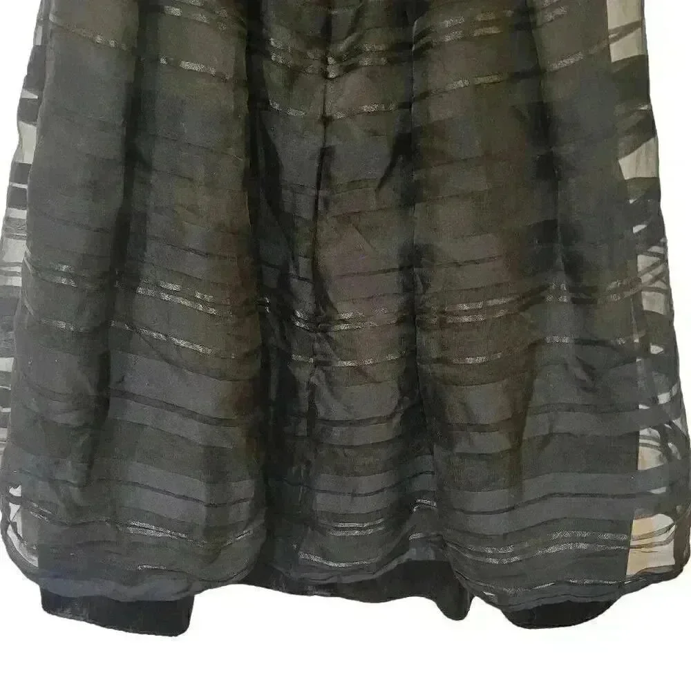 White House Black Market Women's Black Cotton/Silk/Poly Strapless Fit & Flare St